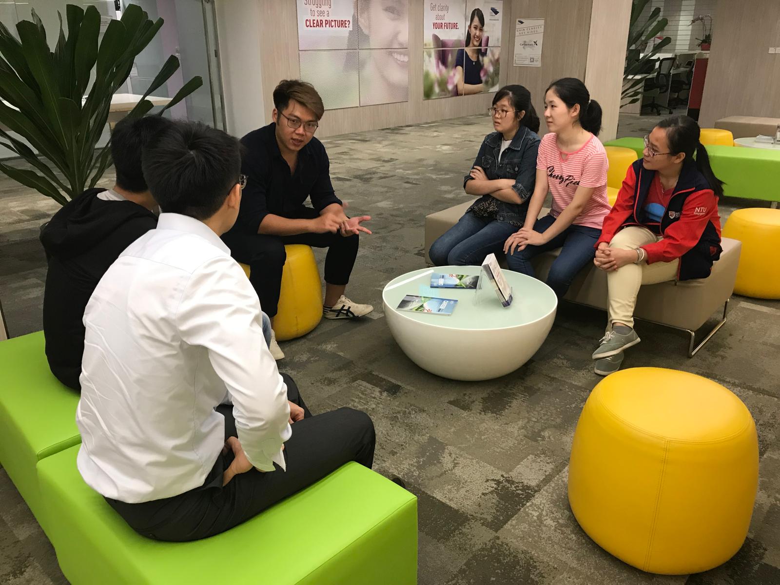NTU workshop participant asking a question during a personal branding session